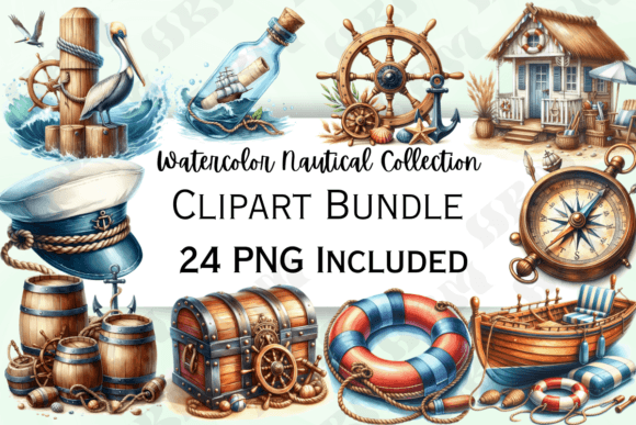 Download Watercolor Nautical Clipart Bundle - Nautical clipart Collection