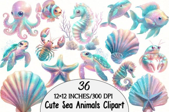 Download Watercolor Cute Sea Animals Clipart - Sea animals clipart Collection