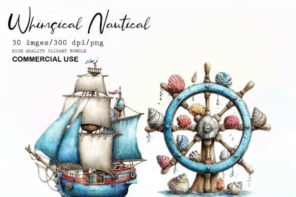 Download Whimsical Watercolor Nautical Clipart - Nautical clipart Collection