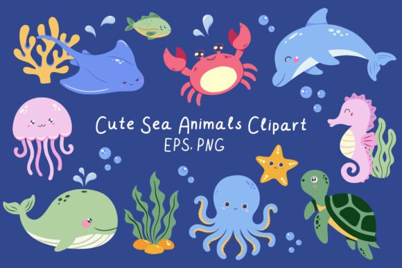Download Cute Sea Animals Clipart - Sea animals clipart Collection