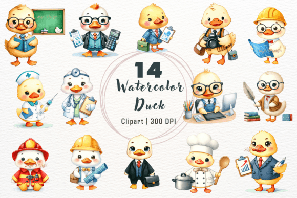 Download Watercolor Profession Duck Clipart - Premium Resources