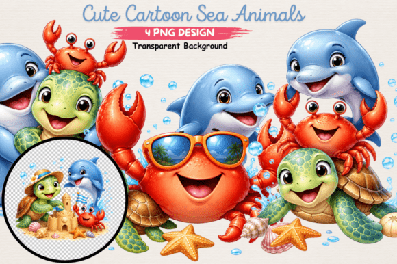 Download Cute Cartoon Sea Animals Clipart Png - Sea animals clipart Collection