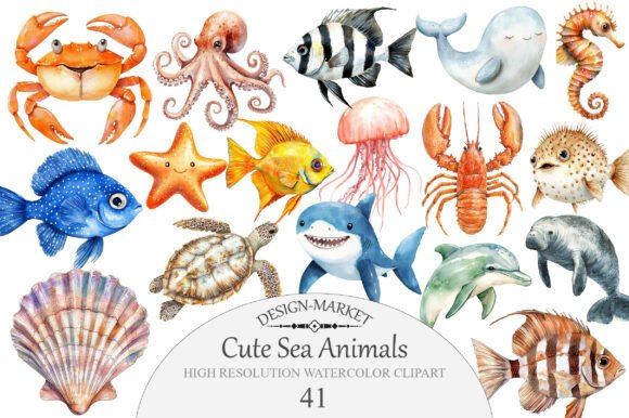 Download Cute Sea Animals Clipart - Sea animals clipart Collection